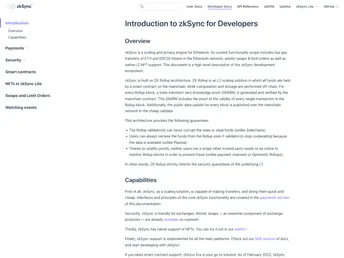 Zksync Lite Docs screenshot