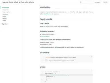 Vuepress Theme Default Prefers Color Scheme screenshot